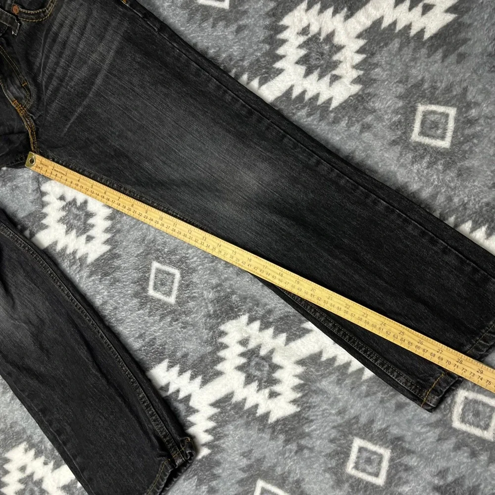 True Religion Skinny W Flap Black Jeans Orange Contrast Stitch 32 31380-00